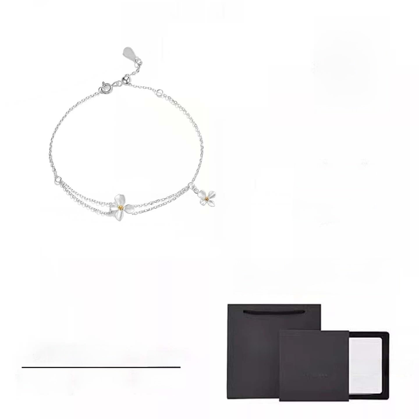 Pulsera de gardenia de plata pura para mujer