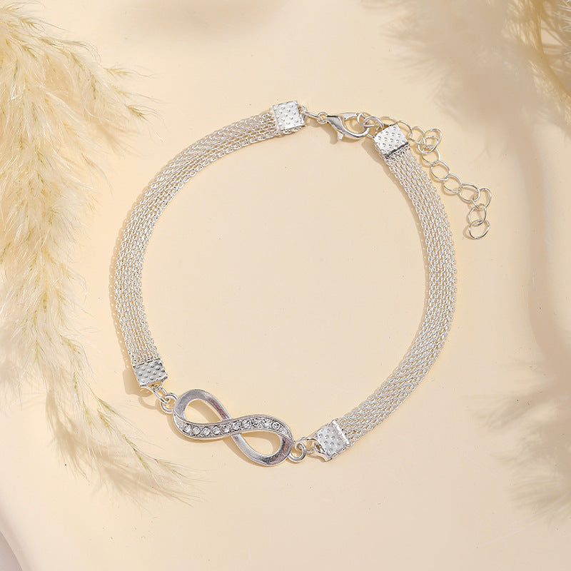 Diamond Accent Lucky Number Alloy Bracelet/Armband aus Legierung mit Glückszahl und Diamantakzenten