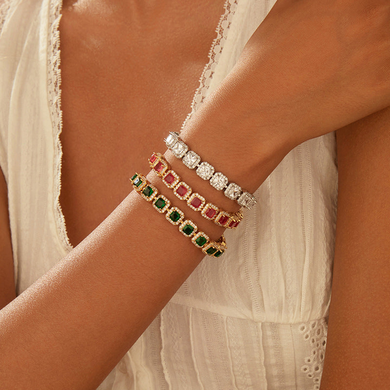 Geometric Zircon Zuckerwürfel-Armband