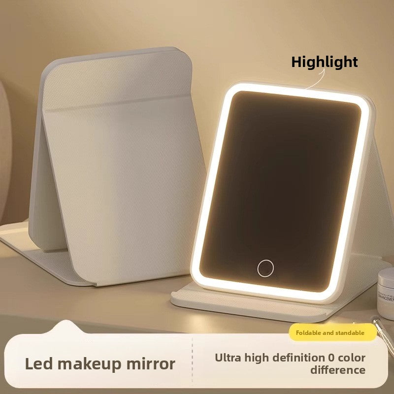 Espejo de Maquillaje LED Plegable y Portátil
