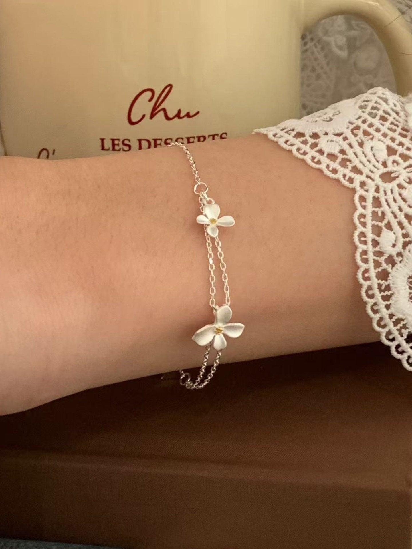 Reines Silber Gardenia Armband für Frauen